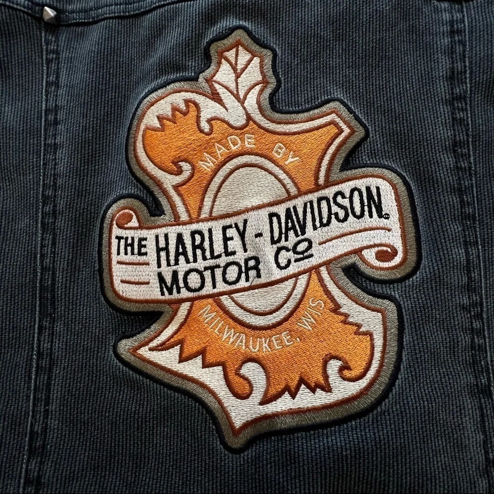 Harley Davidson Snap Front Cropped Moto Jacket  with Made in Milwaukee P… - Picture 8 of 16